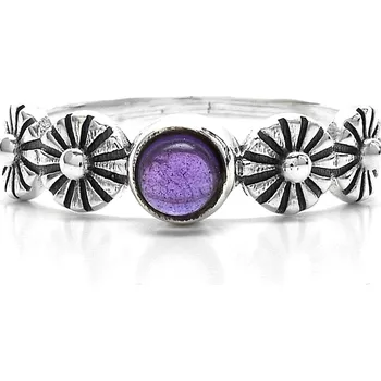 Prsten Stříbrný prsten ametyst, kytičky Amelina - 57