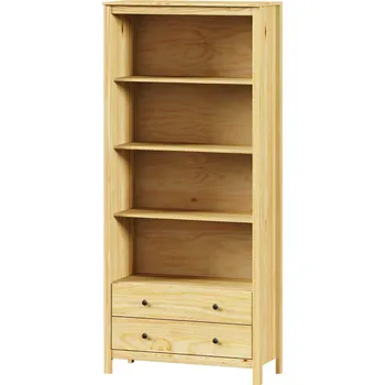 Knihovna IdeaNabytek Knihovna 2 zásuvky TORINO kovové úchytky