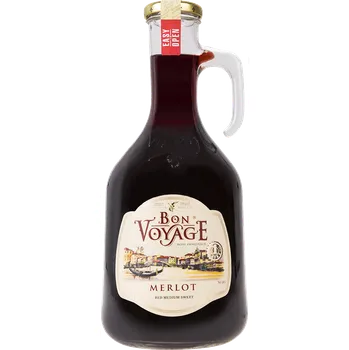 Víno BON VOYAGE Merlot polosladké víno 1L