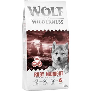 Krmivo pro psa 12kg Wolf of Wilderness Junior "Ruby Midnight" hovězí a králík - bez obilovin granule pro psy