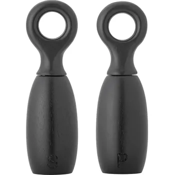 Úložný box Bloomingville, Mlýnky na sůl a pepř Martim z kaučukového dřeva černé 2 ks - Formadore