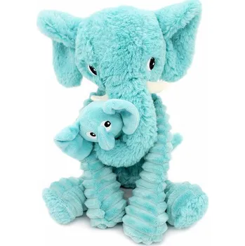 plyšák Les Déglingos Plyšový Slon, máma s miminkem, modrý