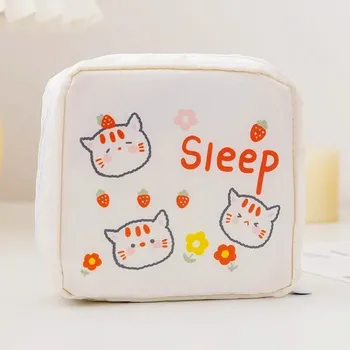 Nákupní taška Roztomilá malá hygienická taška s motivem zvířátek | taška, hygienická - Béžovo-jahodová kočka