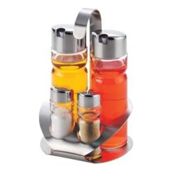 Nádoba na olej a ocet Set dochucovací nerez: olej + ocet + sůl + pepř 100012046