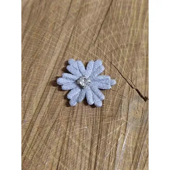 Nášivka Aplikace vločka / květ s kamínkem Ø30 mm šedá světlá