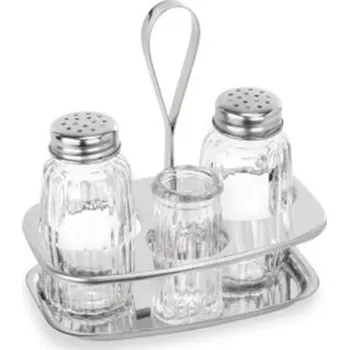 Menážka 3dílná sůl + pepř + párátka sklo/nerez 100027110