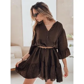 Dámské šaty Letní mušelínové šaty LYVONNE tmavě hnědé