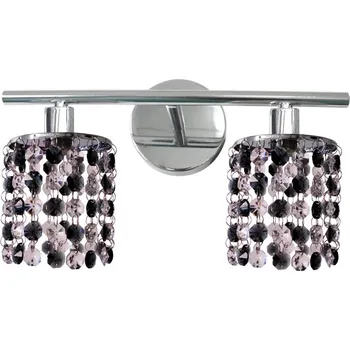 Moderní stropní lampa Royal chrom a černé krystaly 2-světelná do obýváku