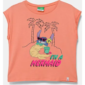 Chlapecké tričko Dětské bavlněné tričko United Colors of Benetton x Disney 3JERC10P2.G.Seasonal oranžová 20X, vel. 168