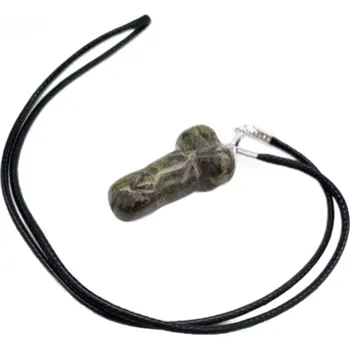 Přívěsek Heliotrop / Bloodstone Penis amulet pro plodnost, přívěsek přírodní kámen ručně broušený 3 cm, kámen odvahy