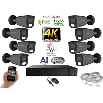 Kompletní kamerový systém Monitorrs Security AI Hybrid Light IP 8 kamerový set 8 Mpix GTube (6483K8) (Monitorrs Security)