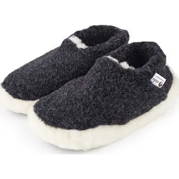 Dámské pantofle Vlnka Vlněné nízké TV bačkory Merino černá velikost obuv dospělí 49-50