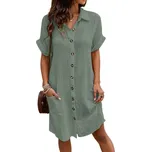 košilové šaty s knoflíky – letní šaty na pláž Barva: Zelená, Velikost: 3XL