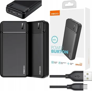 Powerbanka RYCHLÁ POWERBANKA 20000MAH SILNÁ RYCHLÉ NABÍJENÍ 2,1A USB C + KABEL RECCI