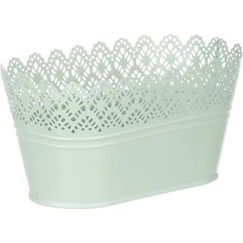 Obal na květináč Nábytek PEGAS s.r.o. Obal kovový - truhlík, krajkový okraj, barva zelená