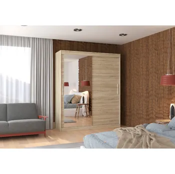 Šatní skříň ADRK Šatní zrcadlová skříň posuvná TOM S 180, dub sonoma