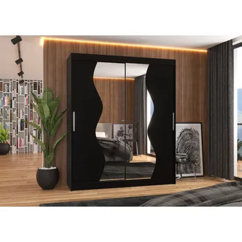 Šatní skříň ADRK Šatní zrcadlová skříň posuvná MEDISON B 180, černá