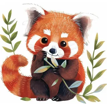 Textilní nažehlovací páska Dante Nažehlovačka Panda červená - 10 x 12 cm