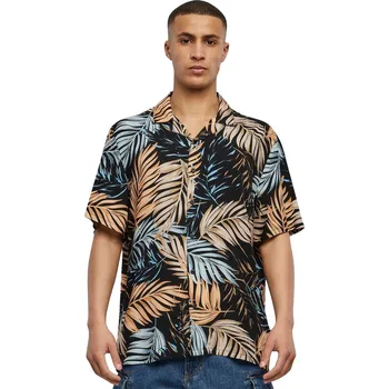 Pánská košile Letní plážová pánská košile z lehké viskózy Urban Classics Barva: palmfront, Velikost: L