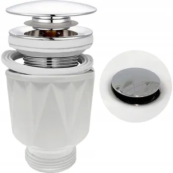 Sifon Zátka s přepadem automatická, klik-klak kulatý Terra Home stříbrná