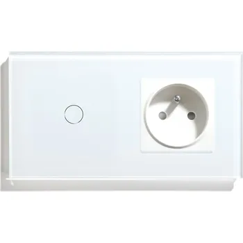 vypínač DOTYKOVÝ SPÍNAČ JEDNODUCHÝ 1K SE ZÁSUVKOU VYPÍNAČ SKLENĚNÝ ZÁSUVKA 230V