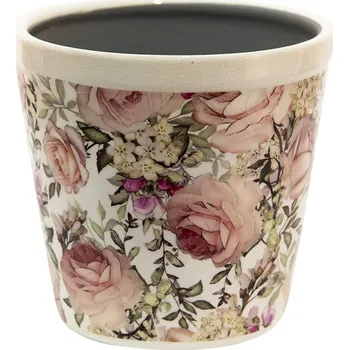 Zahrada Clayre & Eef - Keramický květináč PASSIONATE FLOWERS 6CE1409L