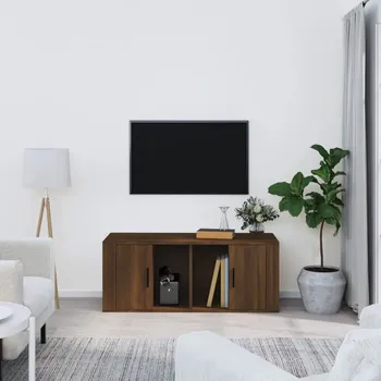 Televizní stolek TV stolek, hnědý dub, 100x35x40 cm