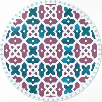 Koberec Elegantní Kulatý vinylový Koberec S Potiskem 50 cm, lineární boho listy