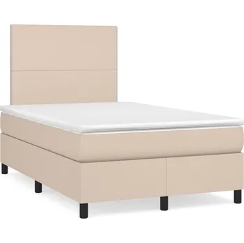 Postel vidaXL Box spring postel s matrací a LED 120 x 190 cm umělá kůže [3270286] Barva: cappuccino