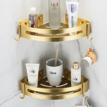 Drátěná police Rohová polička do sprchy zlatá 2ks