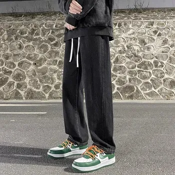 Pánské džíny Pánské džíny s rovnými nohavicemi – elastický pas Barva: Černá, Velikost: 3XL