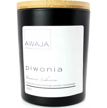 Svíčka Sójová svíčka pivoňka – černá, vonná, ručně vyráběná, dárek