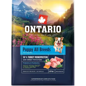 Krmivo pro psa Ontario Puppy & Junior All Breeds Monoprotein Turkey/Sweet Potatoes