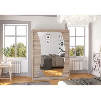 Šatní skříň ADRK Šatní zrcadlová skříň posuvná MODESTO T 150, truffle