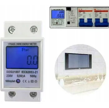 Měřič spotřeby JEDNOFÁZOVÝ ELEKTROMĚR NA DIN LIŠTU LCD MĚŘIČ SPOTŘEBY ENERGIE WATTMETR 5(80)A kWh