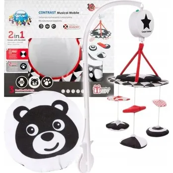 Kolotoč nad postýlku CANPOL Kontrastní Plyšový Kolotoč s Hrací Skříňkou SENSORY TOYS 68/084