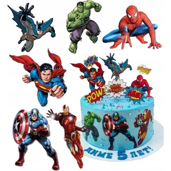 Jedlá dekorace na dort Výtisk na dort cukrová hmota MARVEL POSTAVY