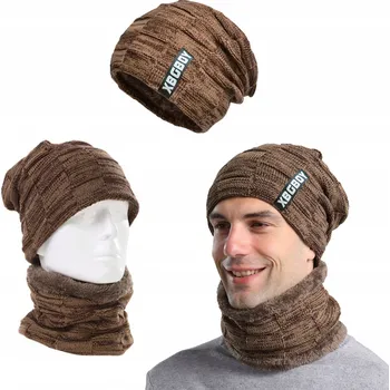 Čepice Pánská zimní sada čepice a nákrčník, odolná proti chladu, moderní, zateplená