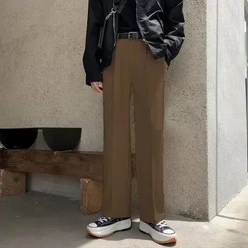 volné kalhoty s rovným střihem – ležérní model bez žehlení Barva: Hnědá, Velikost: 4XL