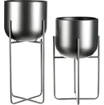 Nábytek PEGAS s.r.o. Stojan - kovový, kulatý, stříbrno-šedý, cena za sadu 2 ks
