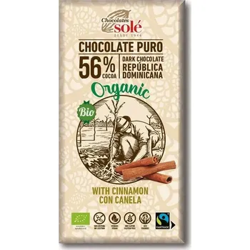 Čokoláda Chocolates Solé - 56% bio čokoláda se skořicí - objednávky do 15:00 doručíme zítra