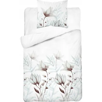 Povlečení Povlečení Bavlněné 140x200cm Květiny mátové na světlém pozadí