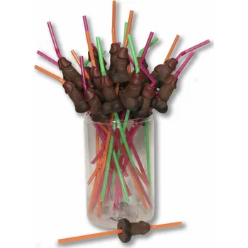 Znovupoužitelné erotické brčka Divertysex Penis (30 kusů)