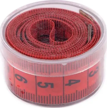 Metr krejčovský 150 cm v plastovém pouzdře - 3 červená