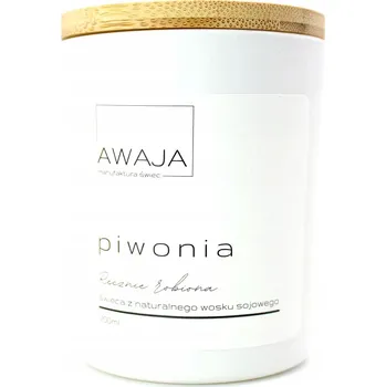 Svíčka Sójová svíčka pivoňka – bílá, vonná, ručně vyráběná, dárek