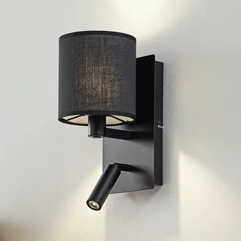 Lampička Lindby nástěnné světlo Aiden, 30 cm, černé, LED lampa na čtení, E14 - Stínidlo na lampu - Ø 14 cm, výška 15 cm; lampa na čtení - Ø 3 cm, výška 9 cm; nástěnný držák - délka 14 cm, šířka 3 cm, výška 25 cm černý 1 x 10 W E14 LED (bez) + 1 x 3 W LED (vč.) - D