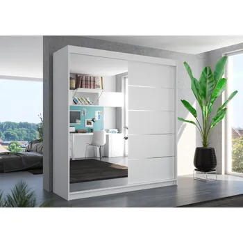 Šatní skříň ADRK Šatní zrcadlová skříň posuvná OLIVER W 200, bílá