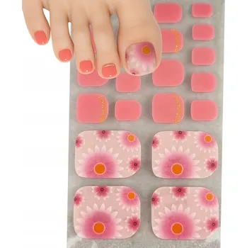 Gelové Nálepky Květiny Růžové jako hybridní lak Samolepící Na Nohy Bez použití lampy