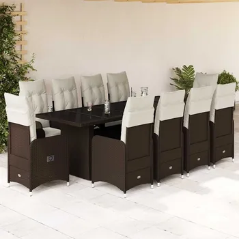 Zahradní nábytek 11dílný zahradní bistro set s poduškami hnědý polyratan Hnědá3277284