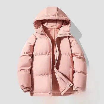 Zimní péřová bunda – unisex, zateplená, s kapucí Barva: Růžová, Velikost: 4XL